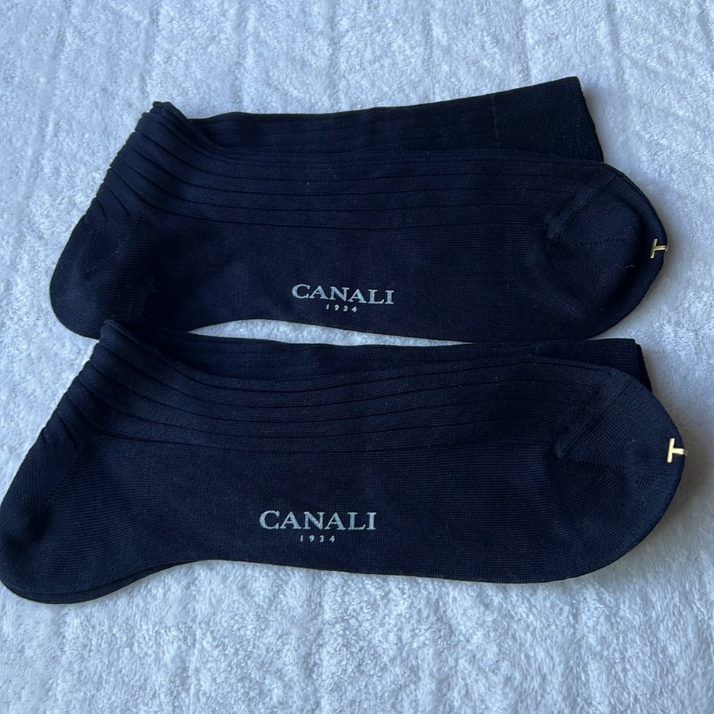 (2) CANALI Black Ribbed Cotton Socks - Picture 4 of 8